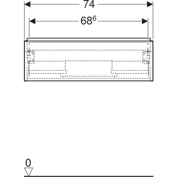Geberit iCon Unterschrank für Waschtisch, 1 Schublade, lava lackiert matt, 74 x 24,7 x 47,6 cm