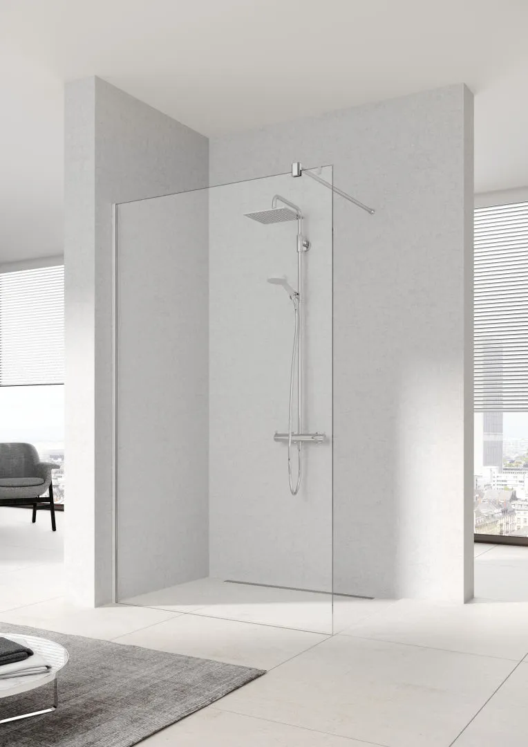 Kermi Duschdesign MENA WALK-IN Wall, H 2000 mm, 800x800 mm, Silber Hochglanz