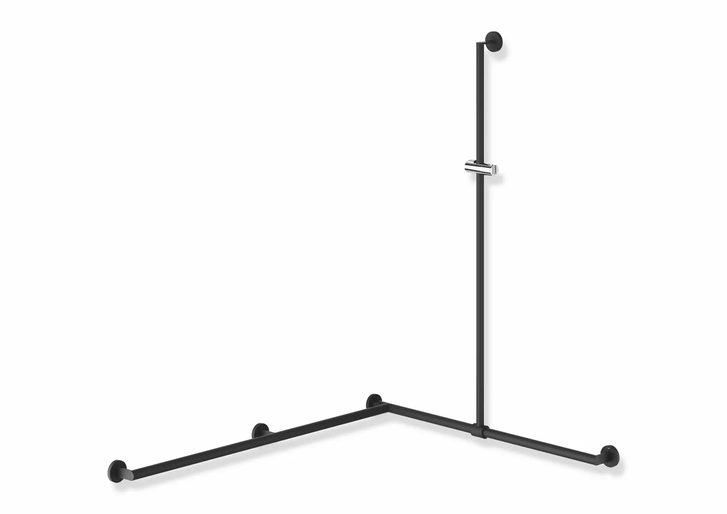 HEWI Duschhandlauf System 900 PG56, Edelstahl, pulverbeschichtet, schwarz