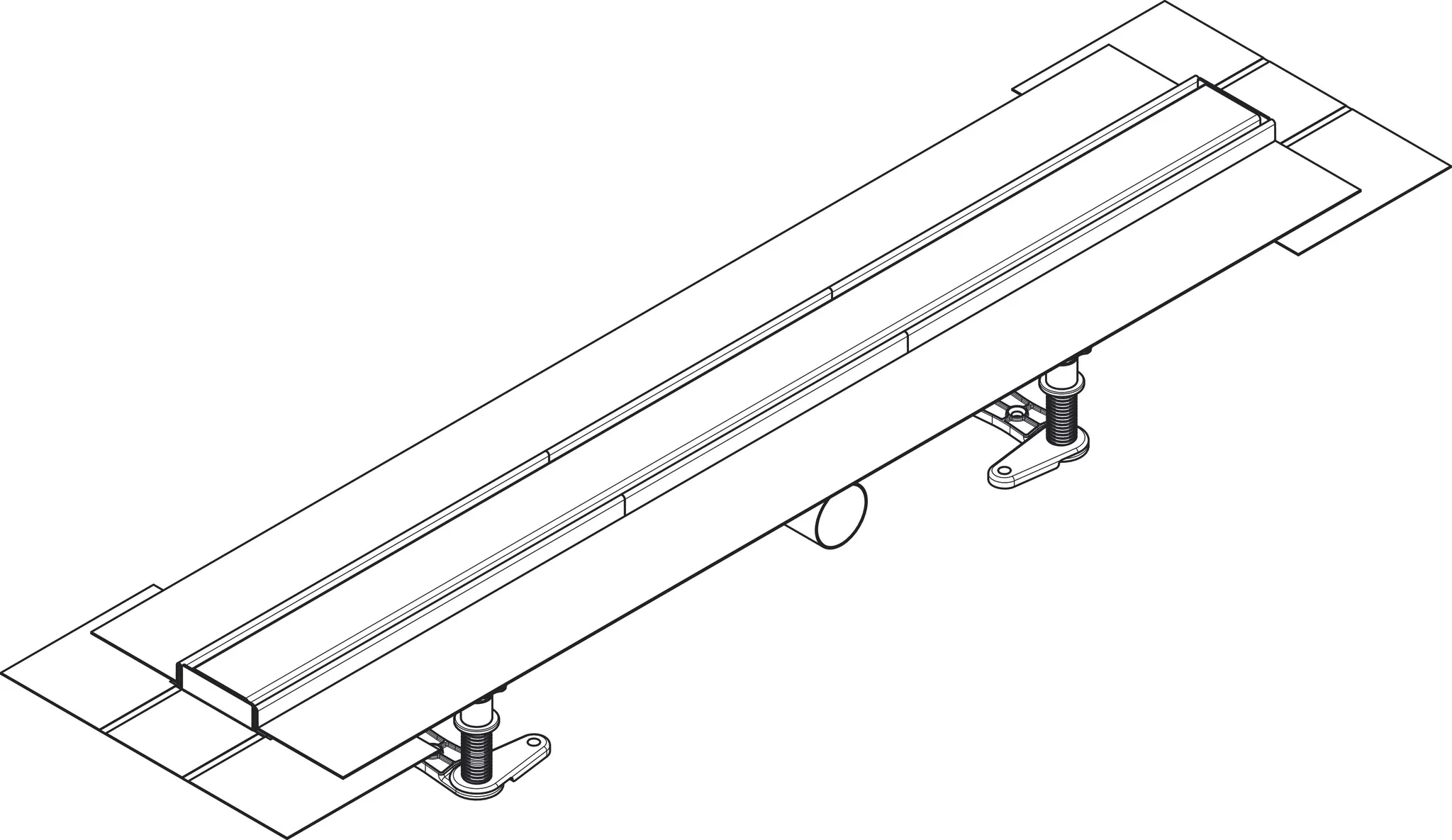 RainDrain Compact Komplettset Duschrinne 800 für flache Installation Edelstahl gebürstet