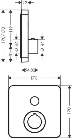 Thermostat UP Axor ShowerSelect Fertigset 1 Verbraucher chrom Thermostat UP Axor ShowerSelect Fertigset 1 Verbraucher chrom