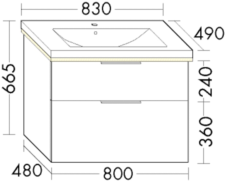 burgbad Badmöbelset „Eqio“ 83 × 49 × 66,5 cm 
