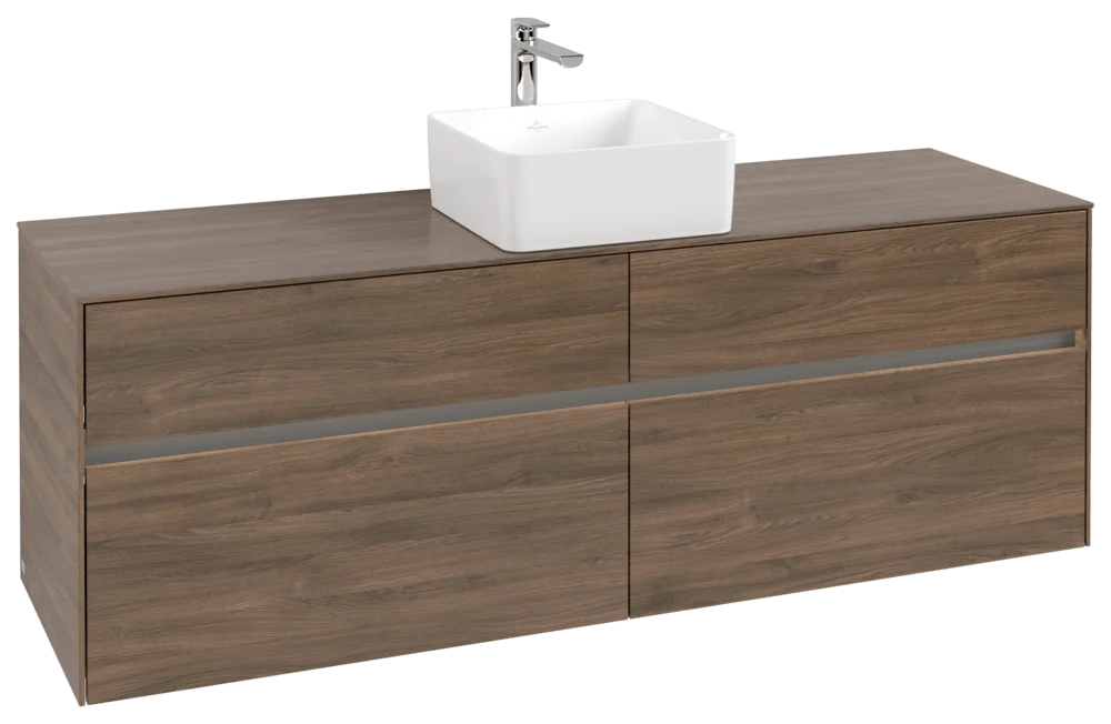 Villeroy & Boch Waschbeckenunterschrank Collaro Arizona Oak, 1600x548x500 mm, mit Beleuchtung und SoftClosing, Eckig