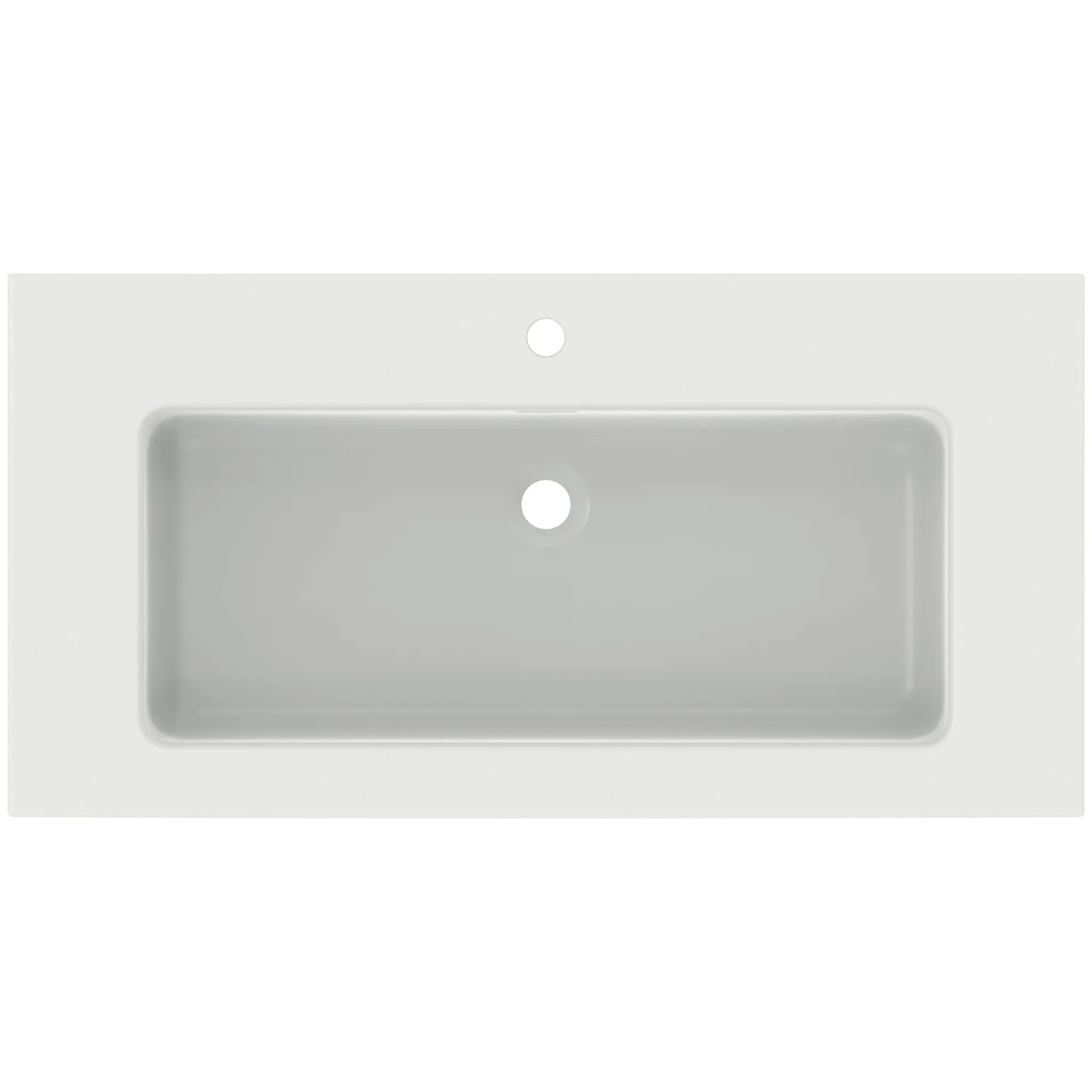 Waschbecken „Extra“ 101 × 51 × 15 cm, Hahnlochposition mittig in Seidenweiß