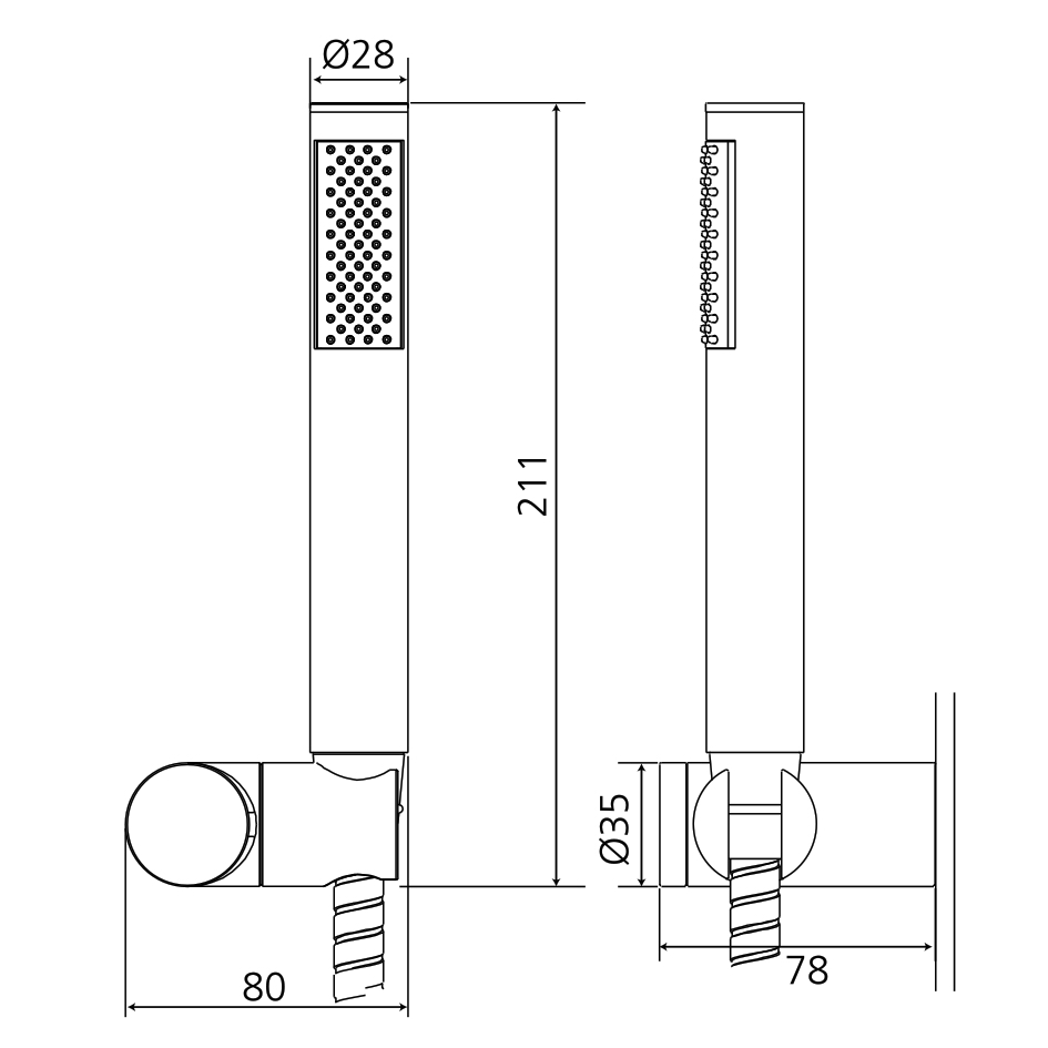 Wannenset AqvaDesign - rund - Stabhandbrause - Wandhalter - Metall-Brauseschlauch 1250 mm × 1/2″ × 1/2″ 1 Konus - chrom