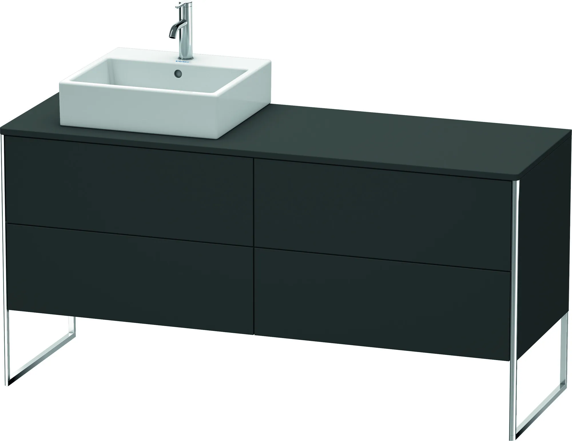 Duravit Waschtischunterschrank bodenstehend „XSquare“ 160 × 77,8 × 54,8 cm Graphit Supermatt