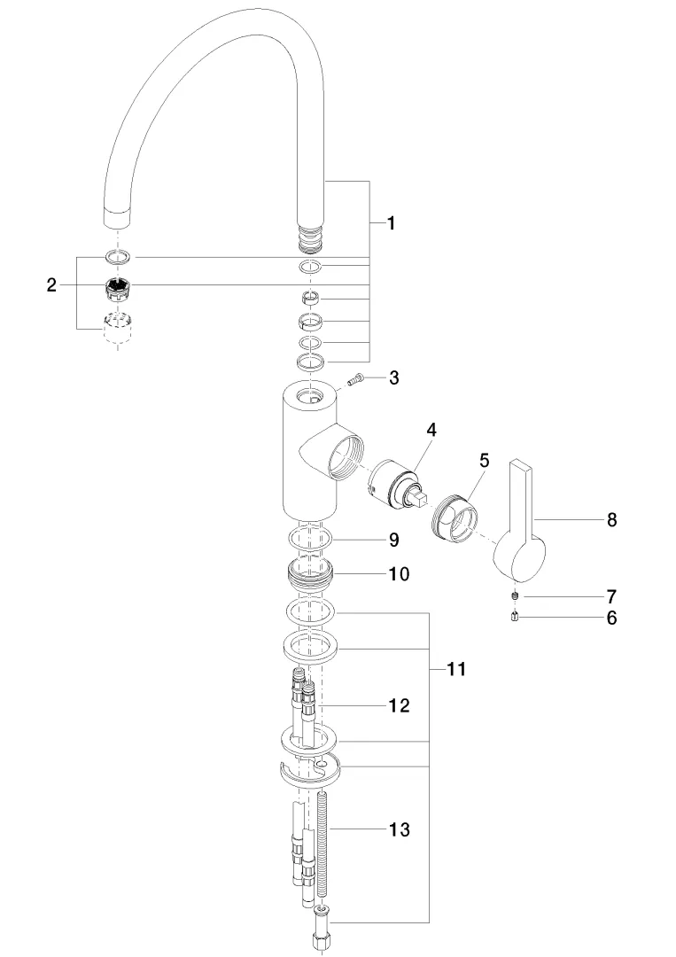 Dornbracht Einhebelmischer TARA ULTRA, Dark Brass gebürstet PVD, Ausladung 241 mm, schwenkbarer Auslauf 360°, Armaturenhöhe 393 mm, Bohrungsdurchmesser 35 mm, max. Durchfluss 8 l/min bei 3 bar Fließdruck