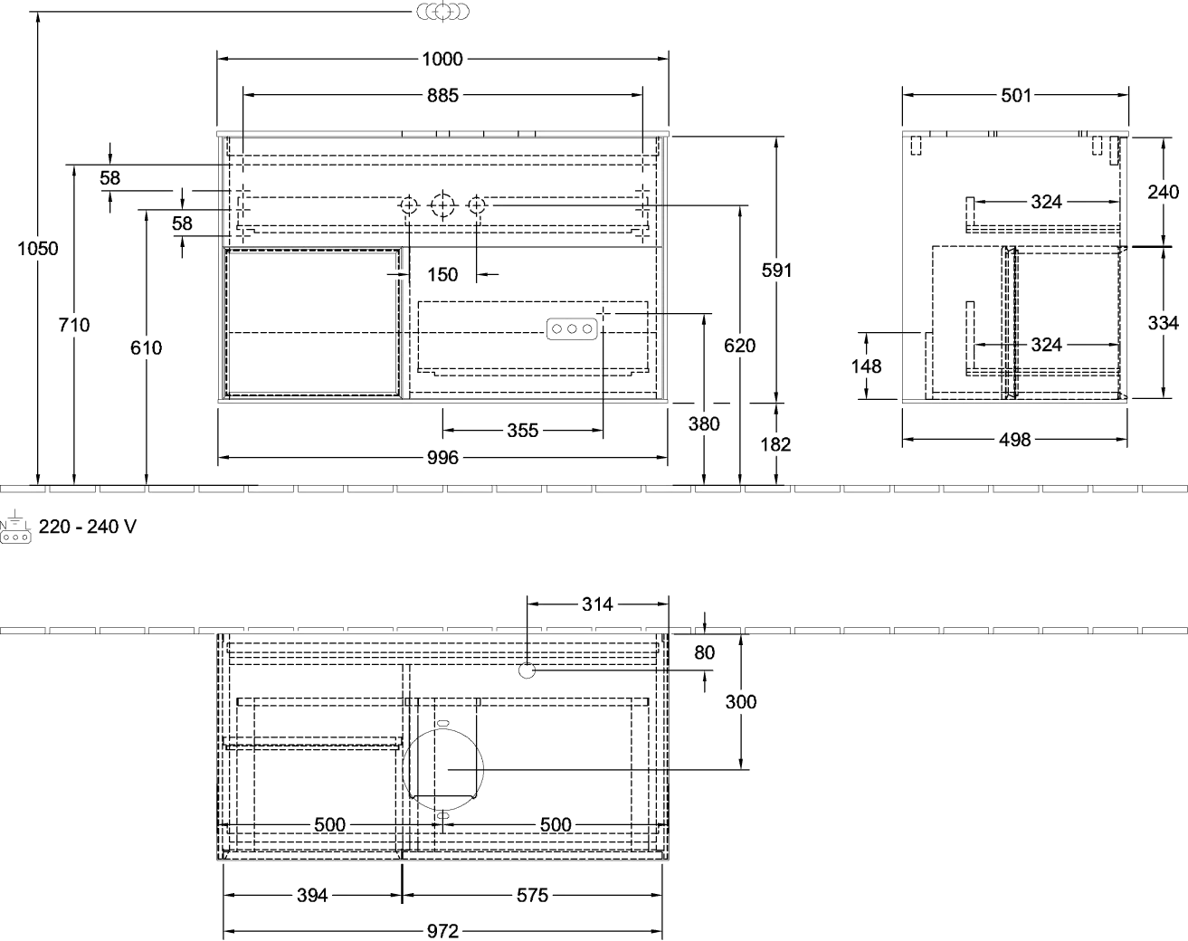Villeroy & Boch Waschbeckenunterschrank Finion F89, 1000x603x501 mm, Black Matt Lacquer mit Midnight Blue Regal, Beleuchtung dimmbar, SoftClosing, Push-to-open, 2 Auszüge Villeroy & Boch Waschbeckenunterschrank Finion F89, 1000x603x501 mm, Black Matt Lacquer mit Midnight Blue Regal, Beleuchtung dimmbar, SoftClosing, Push-to-open, 2 Auszüge