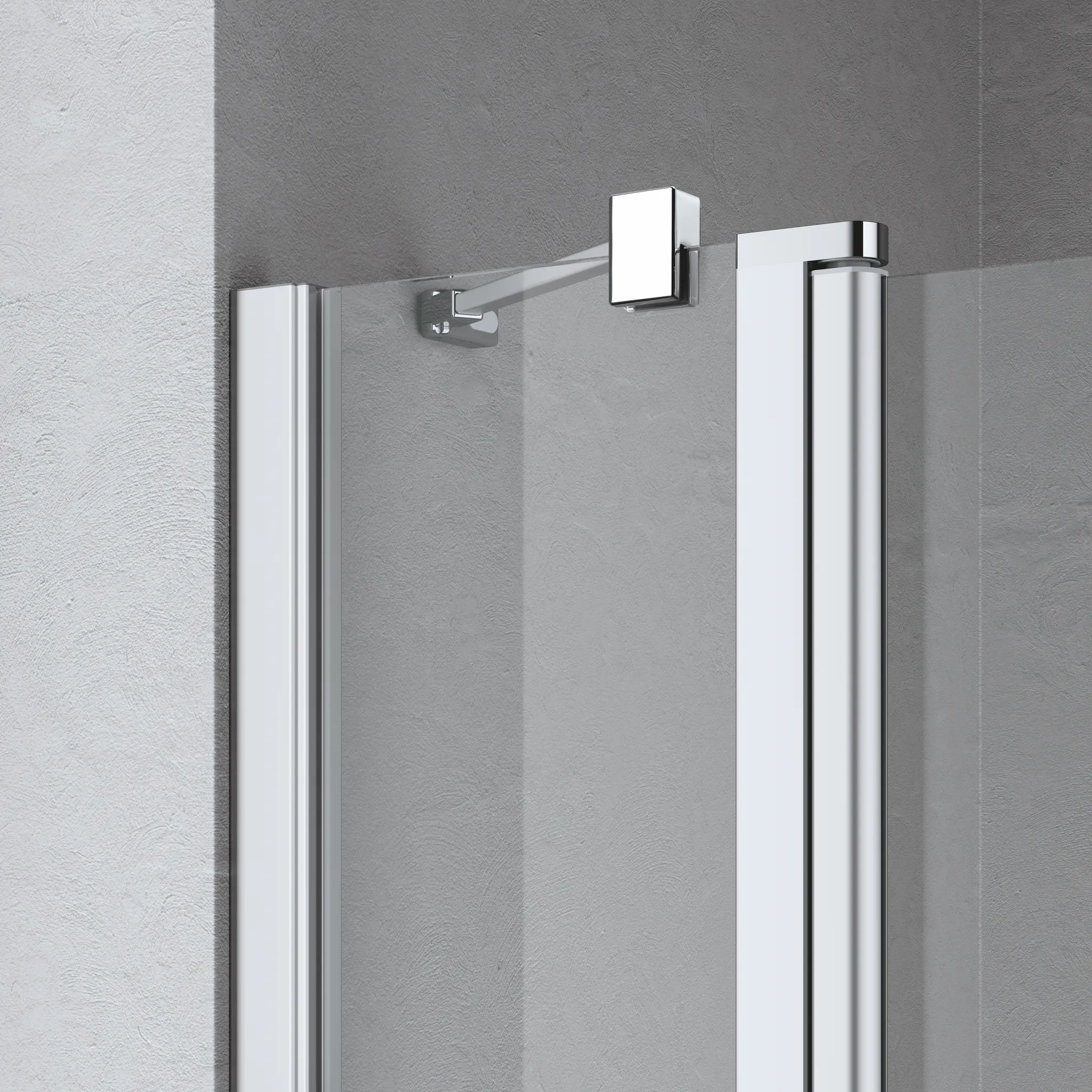 Kermi Duschtür Pendeltür 1-flügelig mit Festfeld links für Nische und Ecke „LIGA“ 185 cm Glas Klar, Profile Silber Mattglanz, Drehtür einteilig