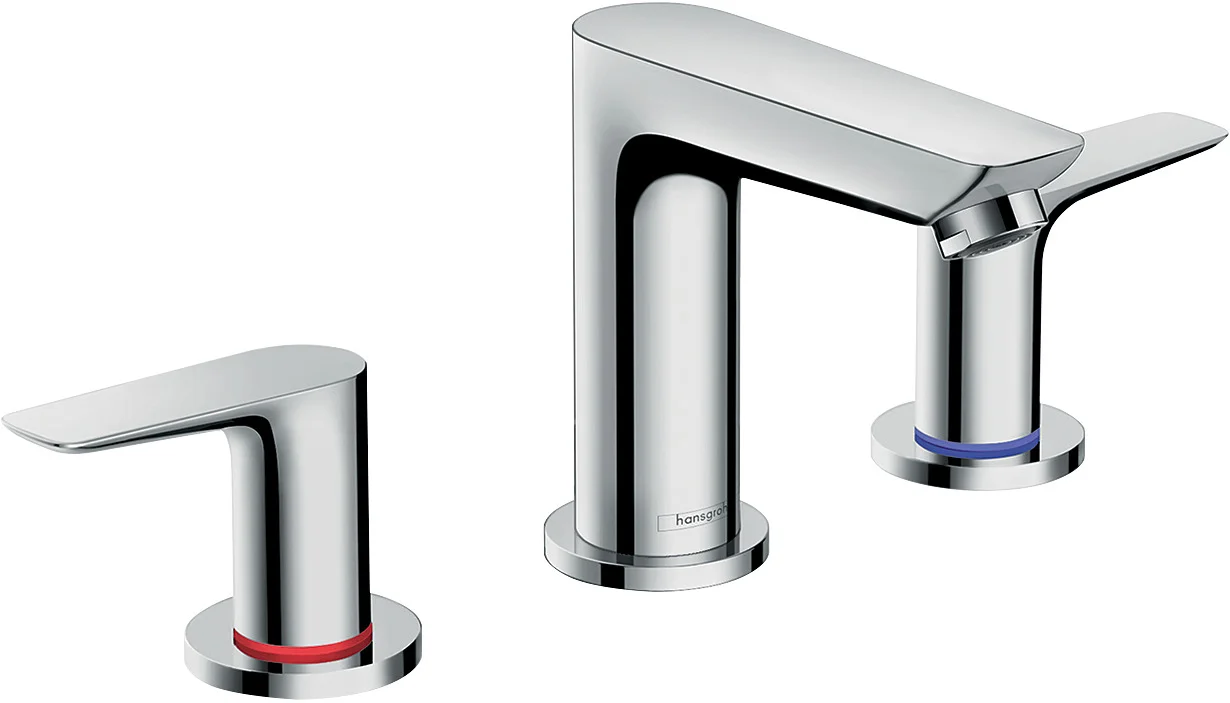 Hansgrohe Talis E 3-Loch Waschtischarmatur Chrom, Ausladung 112 mm, Auslaufhöhe 104 mm, Hebelgriff, max. Durchfluss 5 l/min
