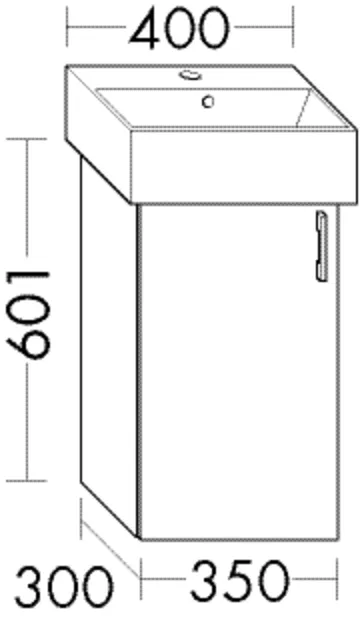 Waschtischunterschrank Sys30 PG1 Aqua von burgbad – 300 mm tief, 350 mm breit, 601 mm hoch, 1 Tür