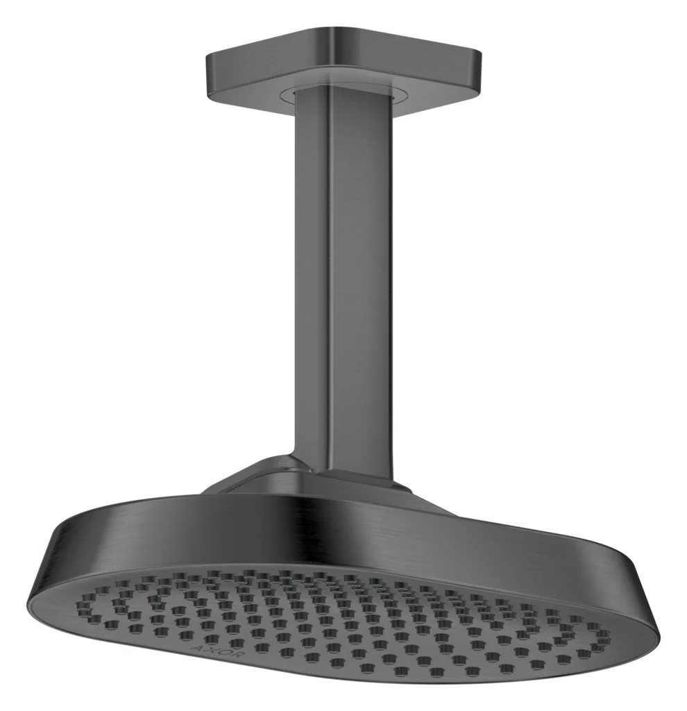 Hansgrohe AXOR ShowerSphere Kopfbrause 250 x 160 mm, 1jet EcoSmart+, Brushed Black Chrome, Deckenmontage mit Metalldeckenanschluss Hansgrohe AXOR ShowerSphere Kopfbrause 250 x 160 mm, 1jet EcoSmart+, Brushed Black Chrome, Deckenmontage mit Metalldeckenanschluss
