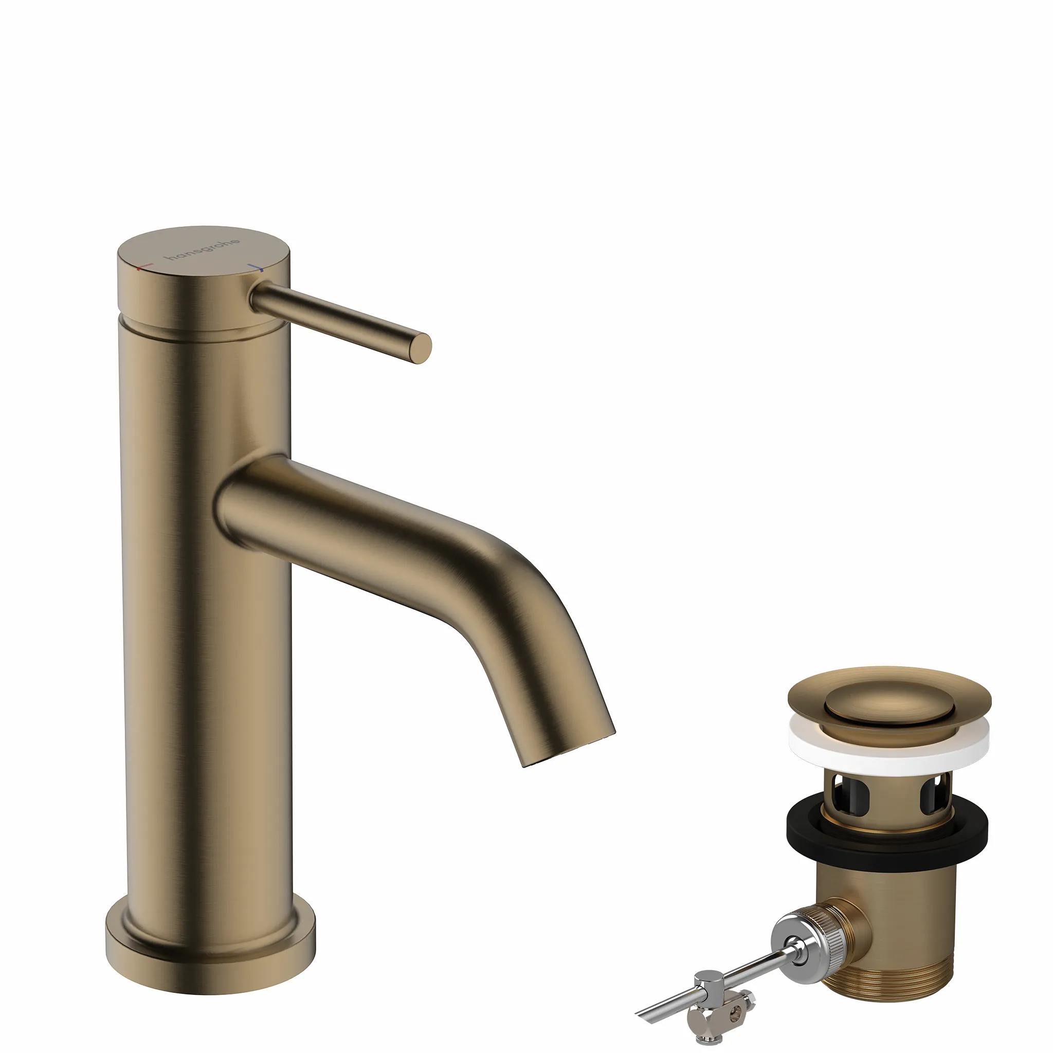 Hansgrohe Tecturis S Einhebel-Waschtischmischer 80 CoolStart EcoSmart+ mit Zugstangen-Ablaufgarnitur, Brushed Bronze