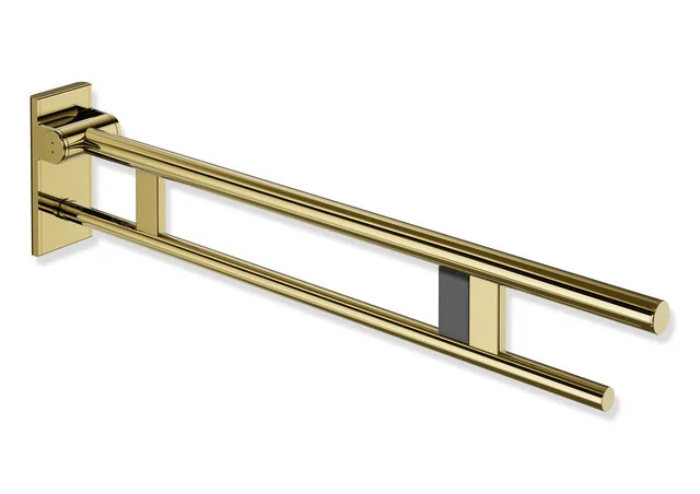 HEWI Stützklappgriff Duo System 900, Design A, PVD gold glänzend, Ausladung 900 mm, Funk-Spülauslösung rechts HEWI Stützklappgriff Duo System 900, Design A, PVD gold glänzend, Ausladung 900 mm, Funk-Spülauslösung rechts