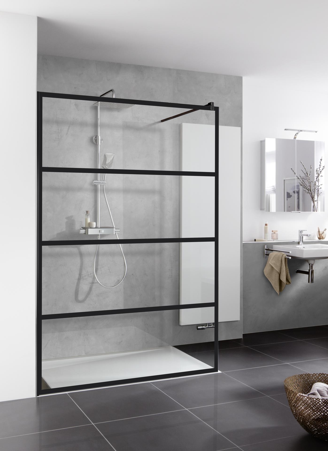 HSK Wandverkleidung „RenoDeco“ 1000 × 2100 mm Seidenmatt, Sichtbeton, Cemento-Grau