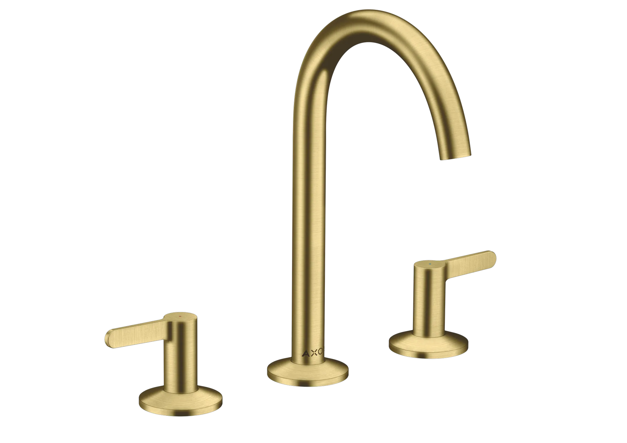 Hansgrohe AXOR One 3-Loch Waschtischarmatur 170 mit Hebelgriffen und Push-Open Ablaufgarnitur, Brushed Brass Hansgrohe AXOR One 3-Loch Waschtischarmatur 170 mit Hebelgriffen und Push-Open Ablaufgarnitur, Brushed Brass