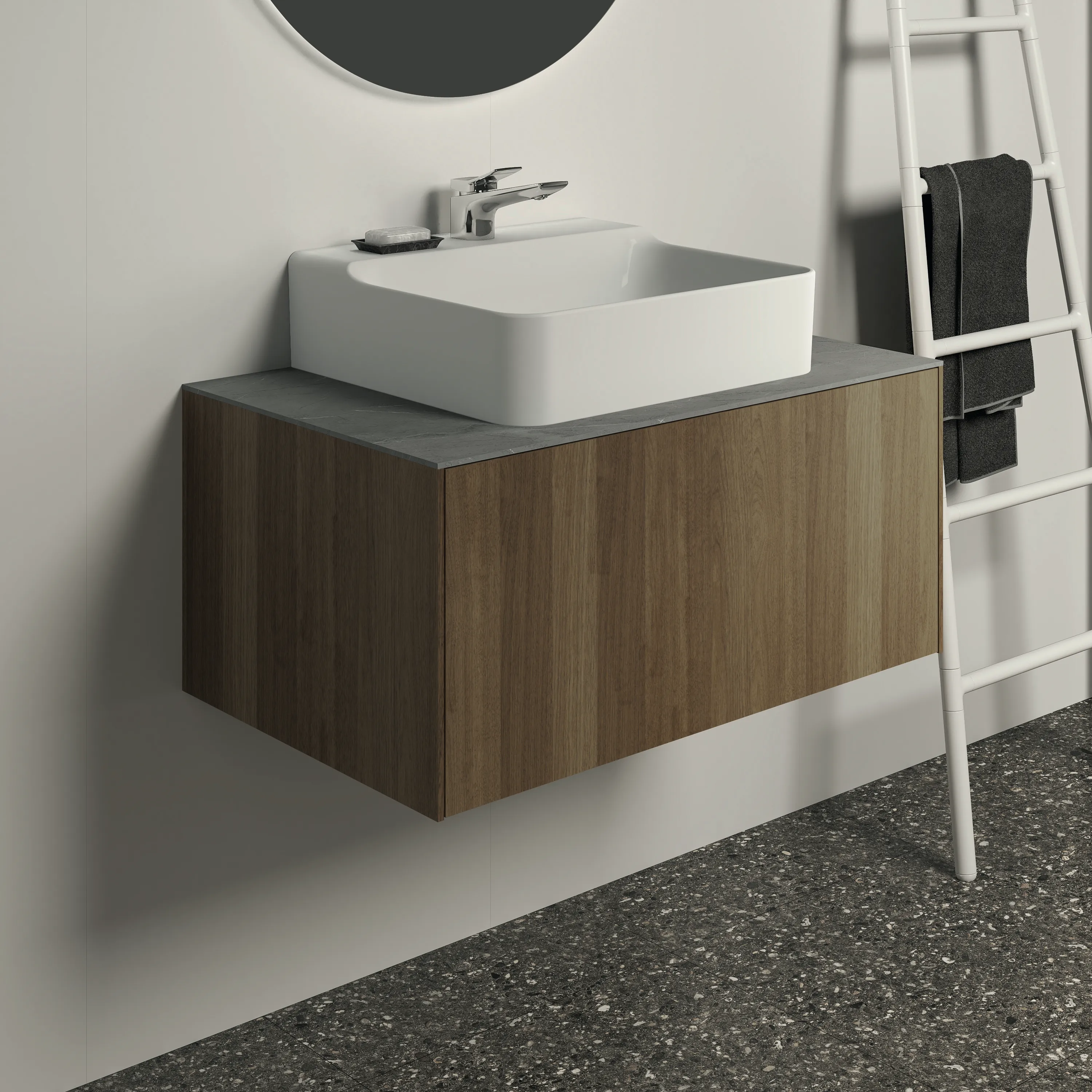 Ideal Standard Waschtischunterschrank „Conca“ 80 × 36 × 50,5 cm Walnuss dunkel Furnier Ideal Standard Waschtischunterschrank „Conca“ 80 × 36 × 50,5 cm Walnuss dunkel Furnier