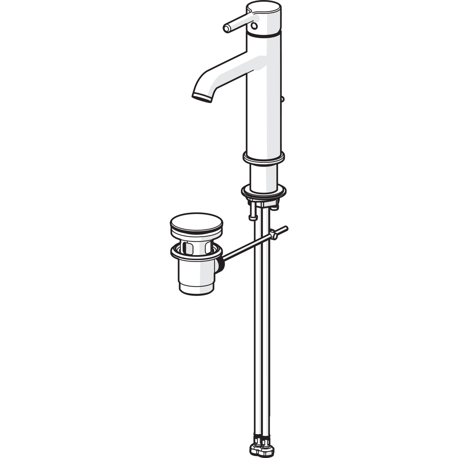 Einhand-Waschtischarmatur mit Zugstange „Vantis Style“ Ausladung 133 mm in Chrom Einhand-Waschtischarmatur mit Zugstange „Vantis Style“ Ausladung 133 mm in Chrom