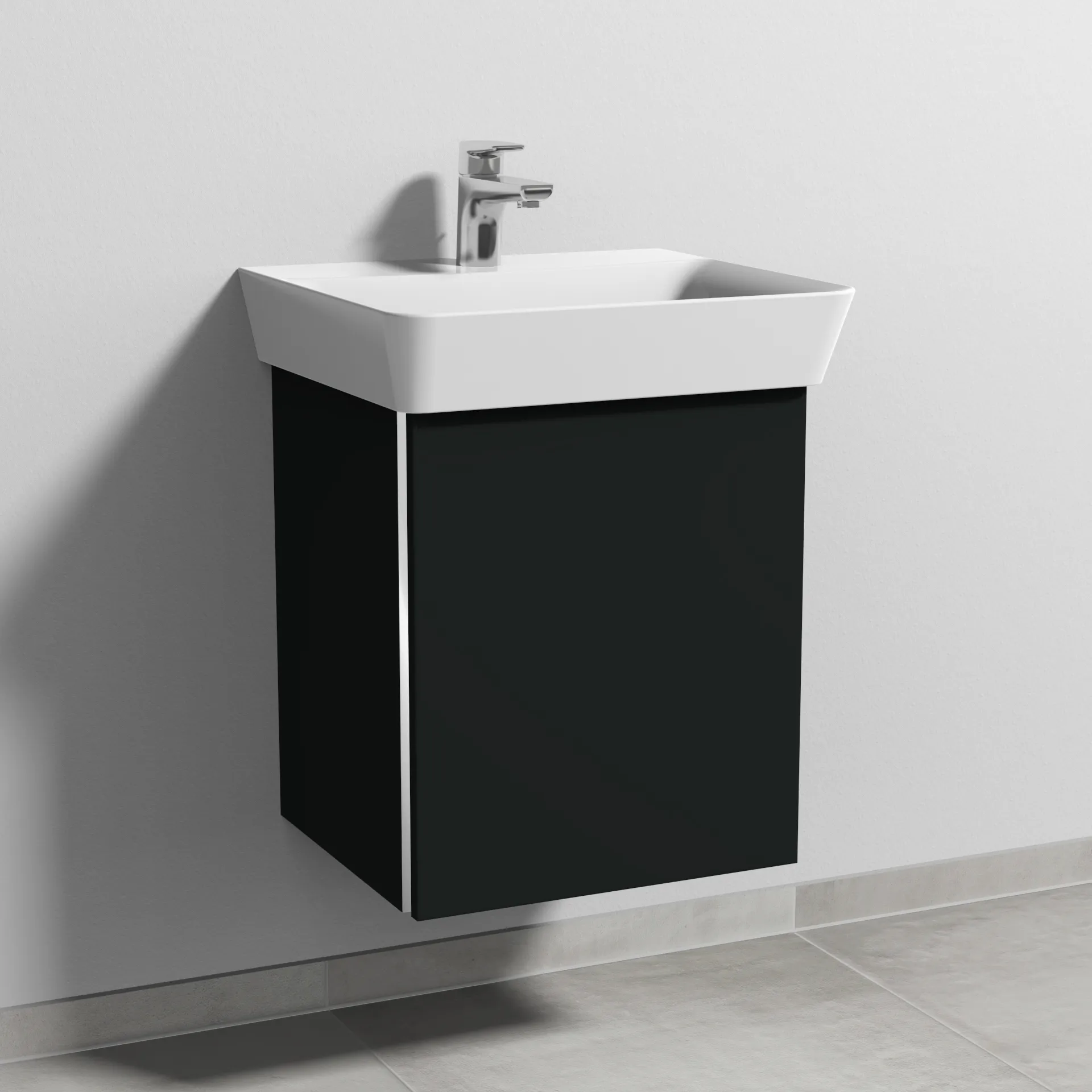 Sanipa Waschtischunterschrank „3way“ passend zu Keramik-Waschtische Connect Air Cube von Ideal Standard 430 × 513 × 392 mm in Vulkan (matt), Anschlag