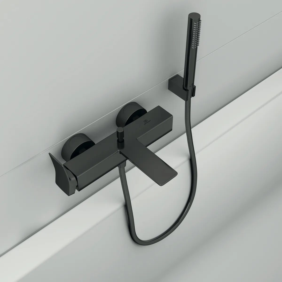 Wandhalter Idealrain, mit eckiger Rosette, für Handbrause, Brushed Gold Wandhalter Idealrain, mit eckiger Rosette, für Handbrause, Brushed Gold