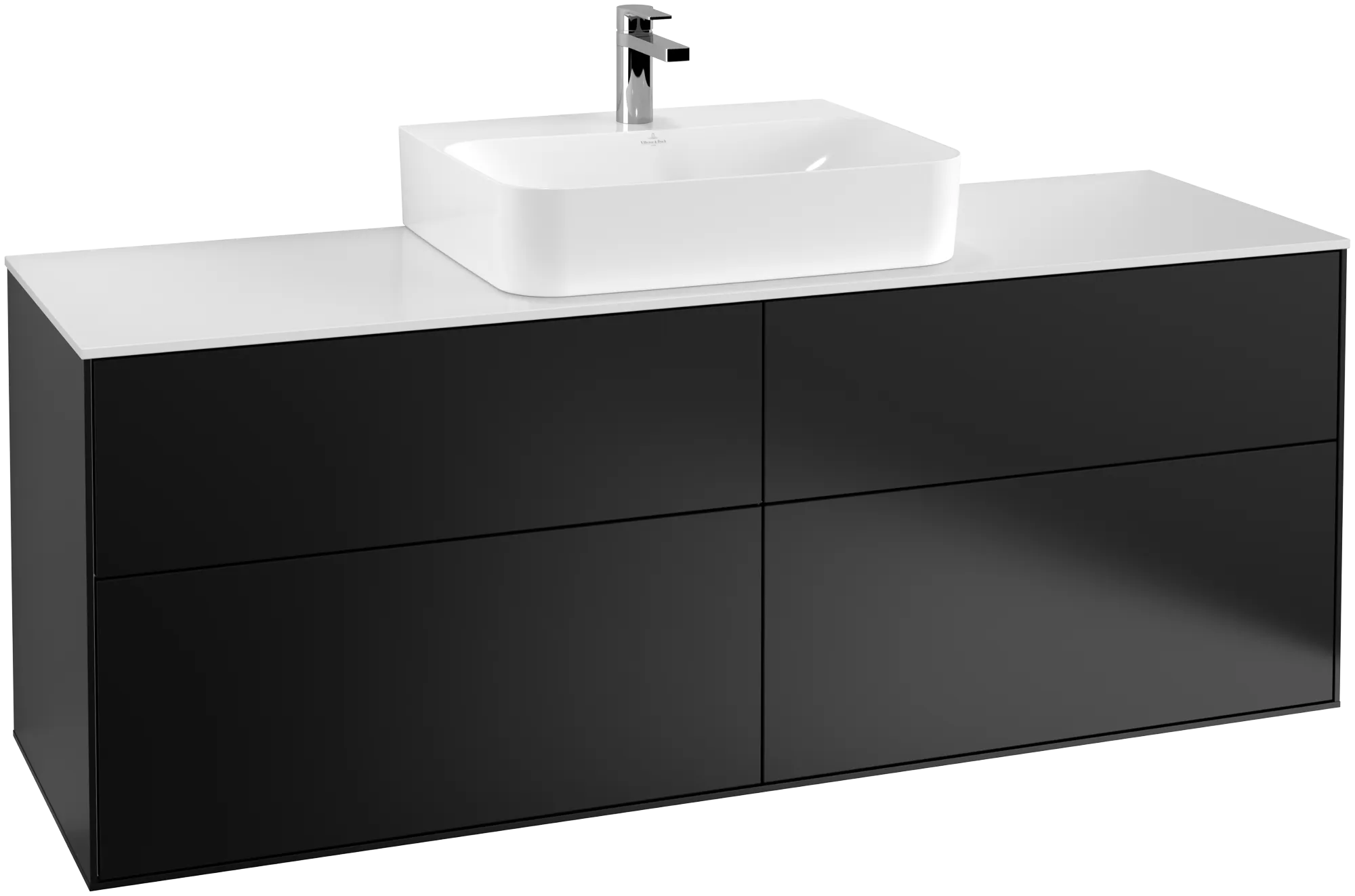 Villeroy & Boch Finion Waschbeckenunterschrank G19, 1600x603x501mm, Black Matt Lacquer / Glass White Matt