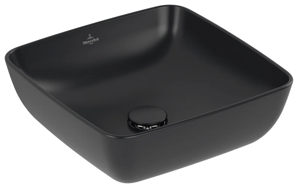 Villeroy & Boch Aufsatzwaschbecken Artis Pure Black CeramicPlus 410x410x130 mm quadratisch matt TitanCeram Classic