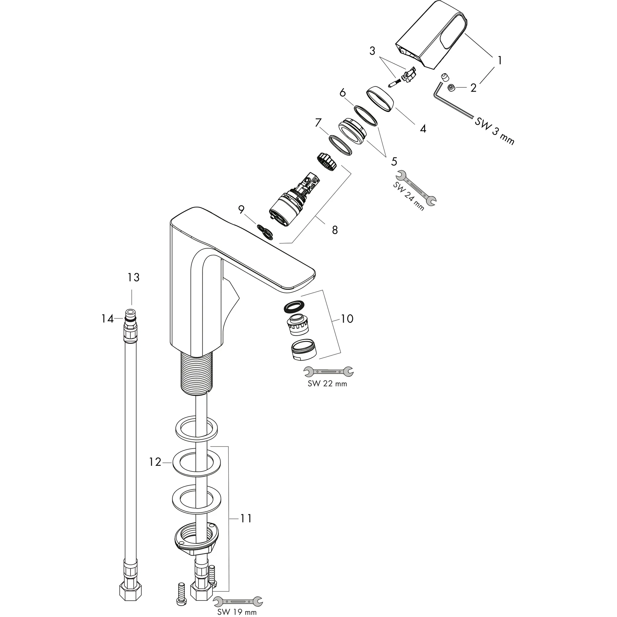 Waschtischmischer Axor Urquiola ohne Ablaufgarnitur chrom Waschtischmischer Axor Urquiola ohne Ablaufgarnitur chrom
