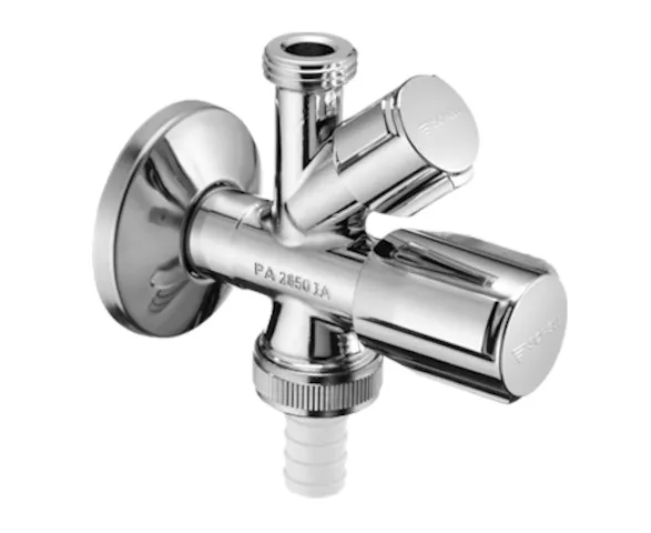 Kombi-Eckventil COMFORT, RFV im Abgang Geräteanschluss, DN 15 G 1/2 AG, Schlauchverschraubung Ø 14,5 mm (DN 20 G 3/4 AG), DN 15 G 1/2 AG, chrom