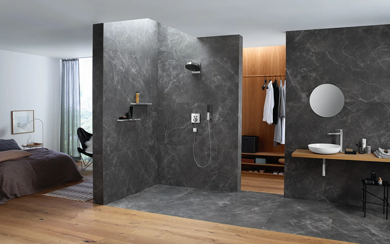 Hansgrohe Rainfinity Stabhandbrause 1jet Chrom, 100 x 38 mm, PowderRain Strahlart, QuickClean, max. Durchfluss 13,8 l/min ab 5,5 l/min, Anschluss G 1/2