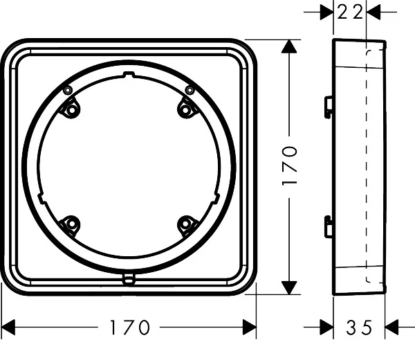 Hansgrohe AXOR ShowerSelect ID Verlängerungsrosette softsquare 22 mm Chrom, 170 x 170 mm Hansgrohe AXOR ShowerSelect ID Verlängerungsrosette softsquare 22 mm Chrom, 170 x 170 mm