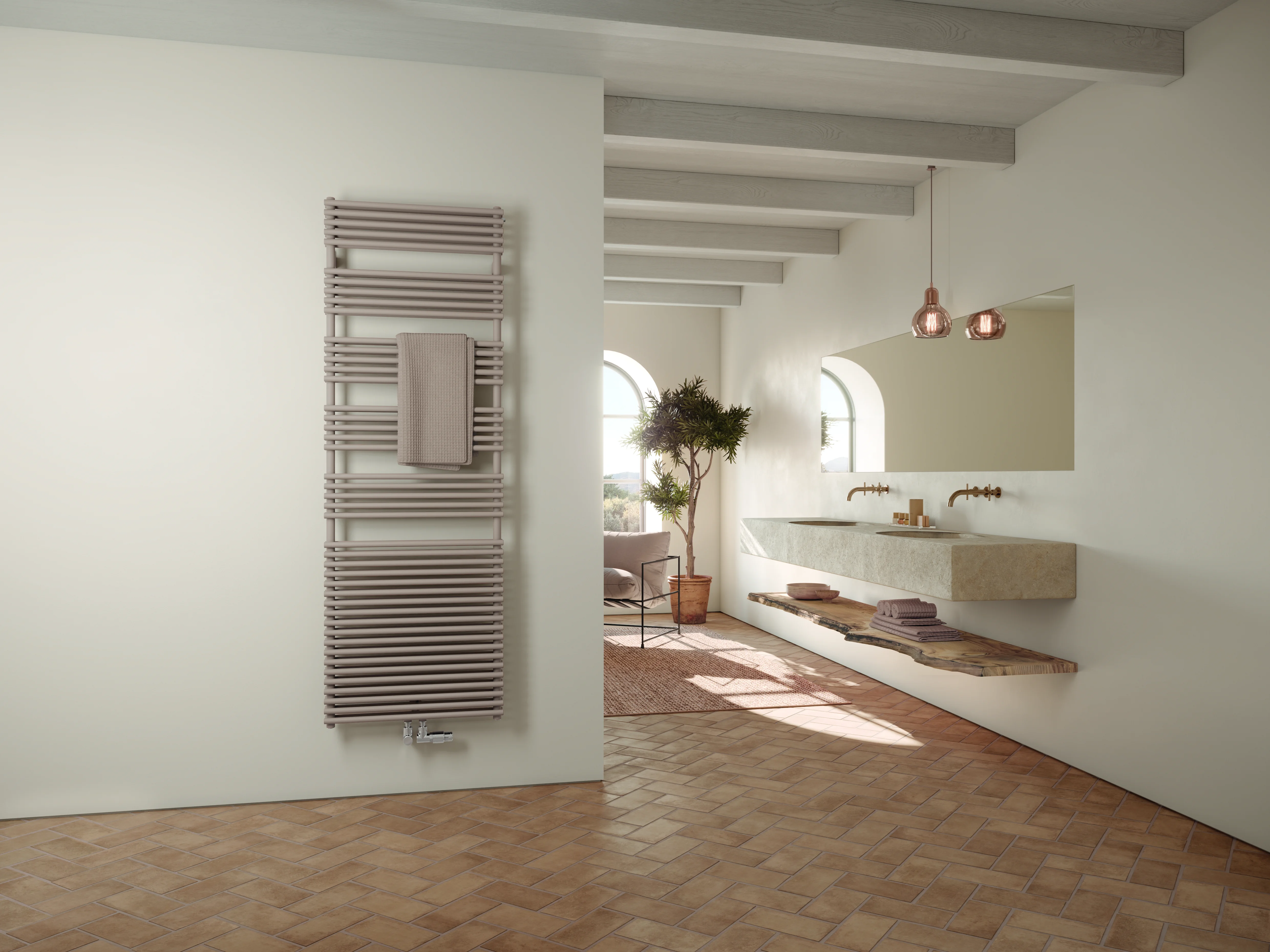 Arbonia Design-Heizkörper „Bagnotherm®“ 60 × 80 cm, zweilagig in glanzsilber Metallic