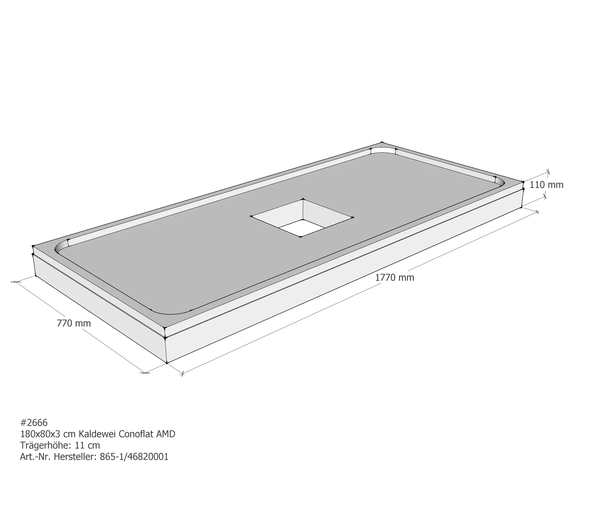 Duschwannenträger passend für Kaldewei Conoflat 180 × 80 × 2,3 cm Breite: 80 cm / Länge: 180 cm