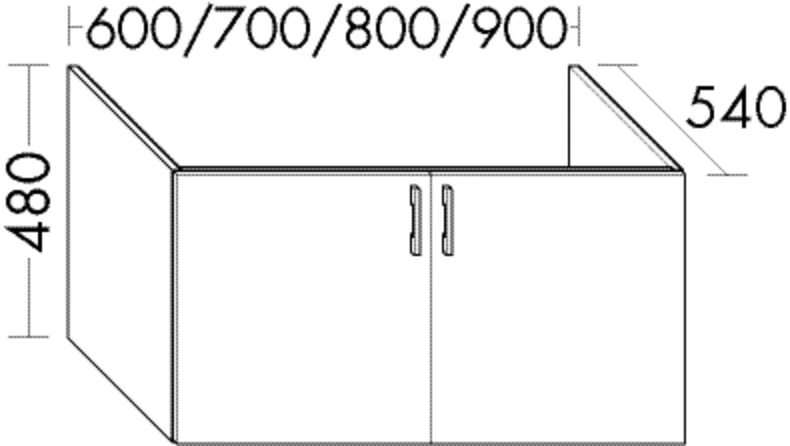 Burgbad Waschbeckenunterschrank Sys30, 2 Türen, 600x540x480 mm, für Universal- und Aufsatzwaschtische