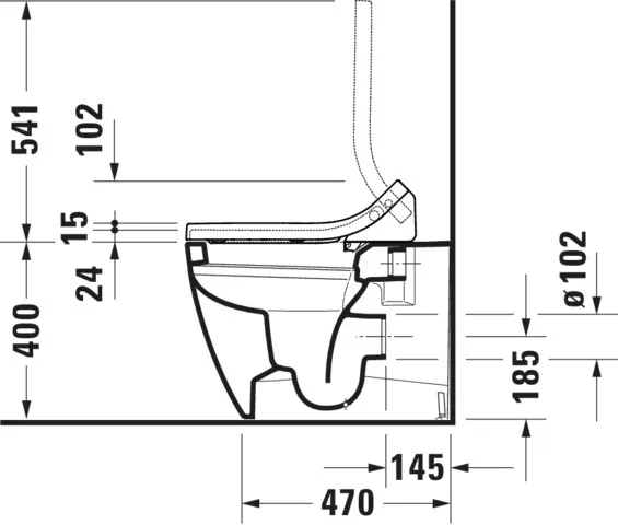 Stand-Tiefspül-WC back to wall „ME by Starck“ 37 × 40 × 60 cm, Abgang waagerecht