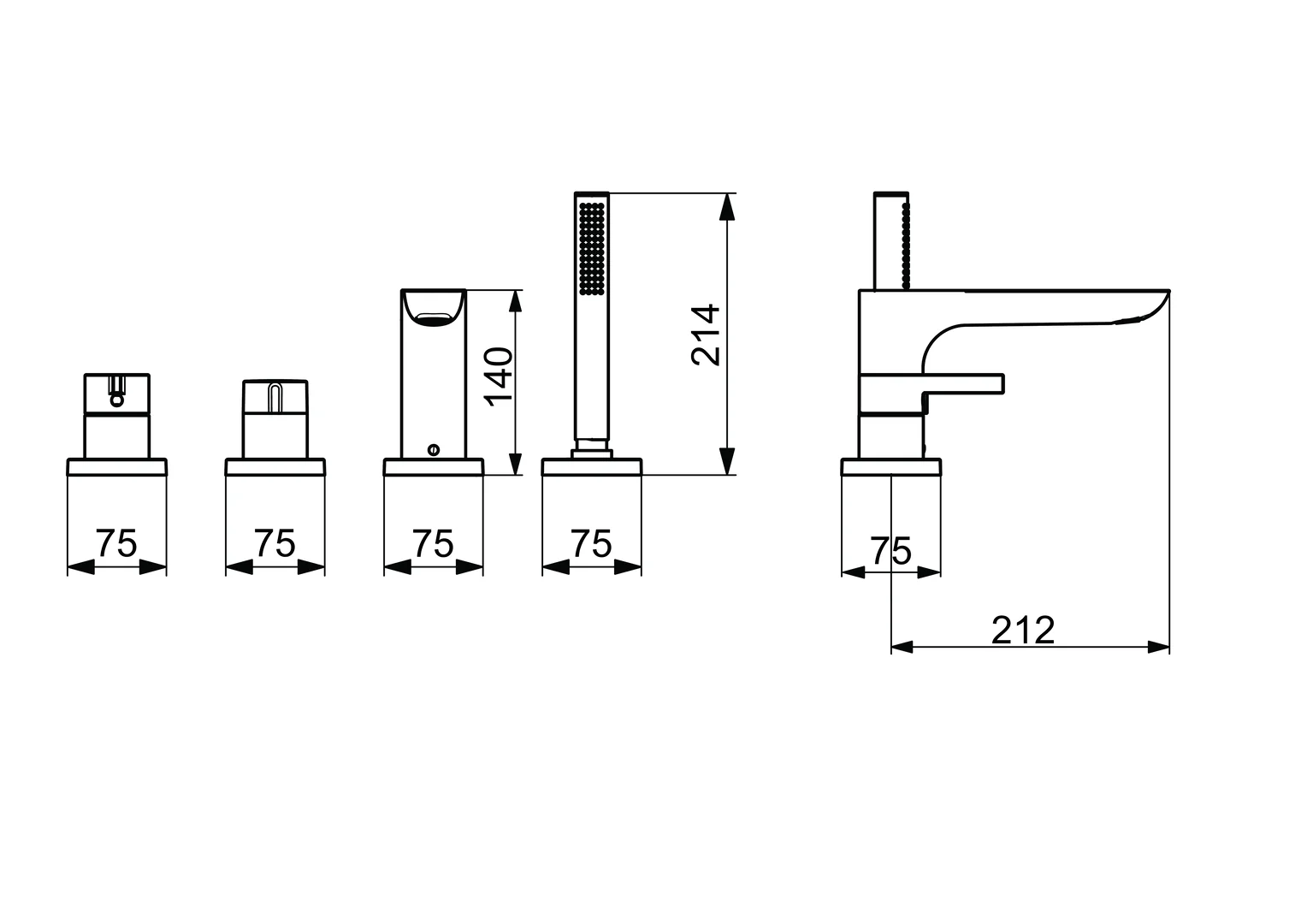 HansaLOFT Wannenarmatur HansaLOFT 5775 Einhebelmischer Fertigmontageset für Wanne/Brause 75x75 mm Chrom HansaLOFT Wannenarmatur HansaLOFT 5775 Einhebelmischer Fertigmontageset für Wanne/Brause 75x75 mm Chrom
