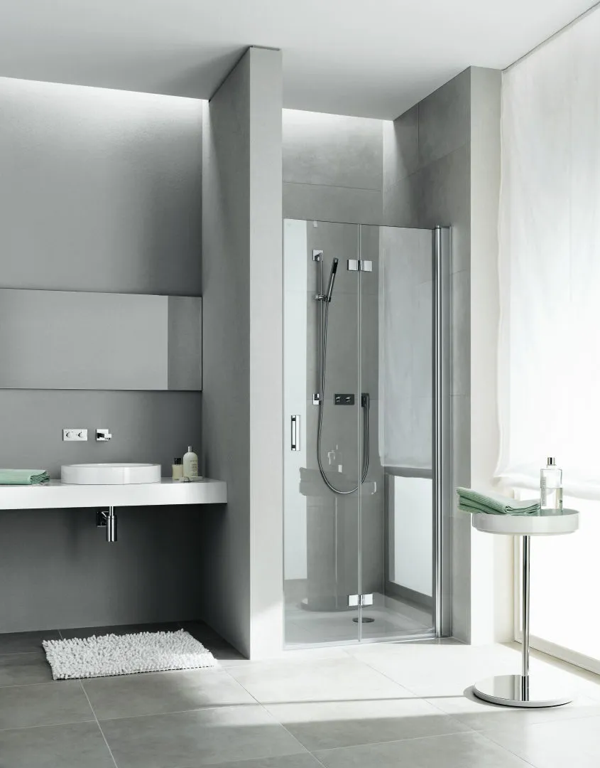 Kermi Pendel-Falttür rechts „Diga“ Glas Klar, Profile Silber Hochglanz, Falttür BV: 683 - 708 mm WE: 683 - 708 mm H: 1850 mm Kermi Pendel-Falttür rechts „Diga“ Glas Klar, Profile Silber Hochglanz, Falttür BV: 683 - 708 mm WE: 683 - 708 mm H: 1850 mm