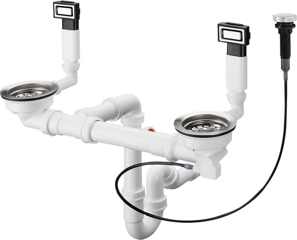 Hansgrohe Ab- und Überlaufgarnitur D15-11, Edelstahl, Excenterbedienung, Durchmesser 40/50 mm, 1 1/2" mit Raumsparablaufbogen Hansgrohe Ab- und Überlaufgarnitur D15-11, Edelstahl, Excenterbedienung, Durchmesser 40/50 mm, 1 1/2" mit Raumsparablaufbogen