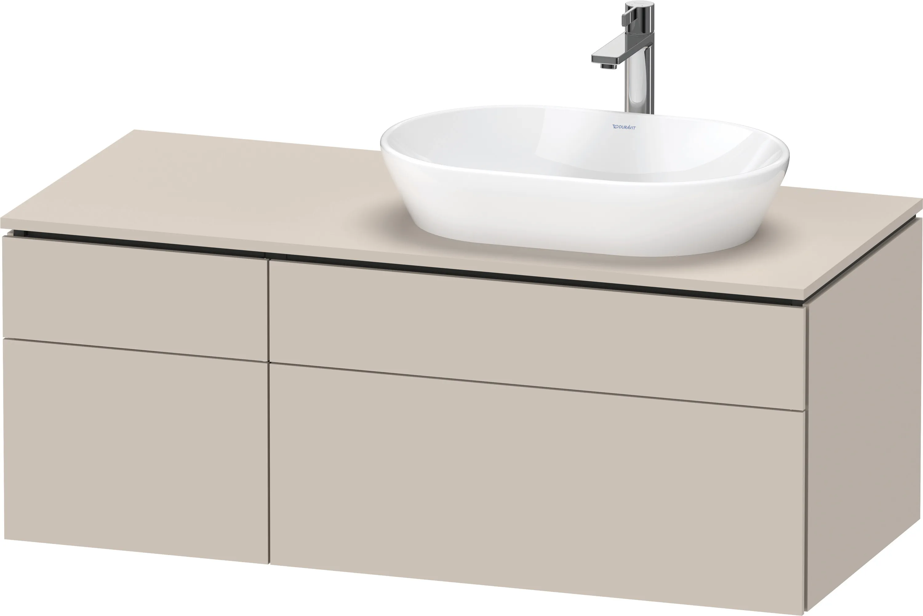 Duravit Waschtischunterschrank wandhängend „L-Cube“ 122 × 48,2 × 55 cm Taupe Supermatt, rechts