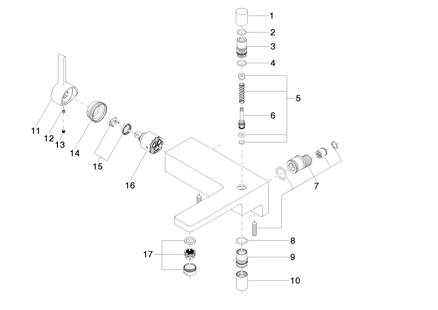 Wannen-Einhandbatterie für Wandmontage ohne Garnitur LULU Chrom 33200710 Wannen-Einhandbatterie für Wandmontage ohne Garnitur LULU Chrom 33200710
