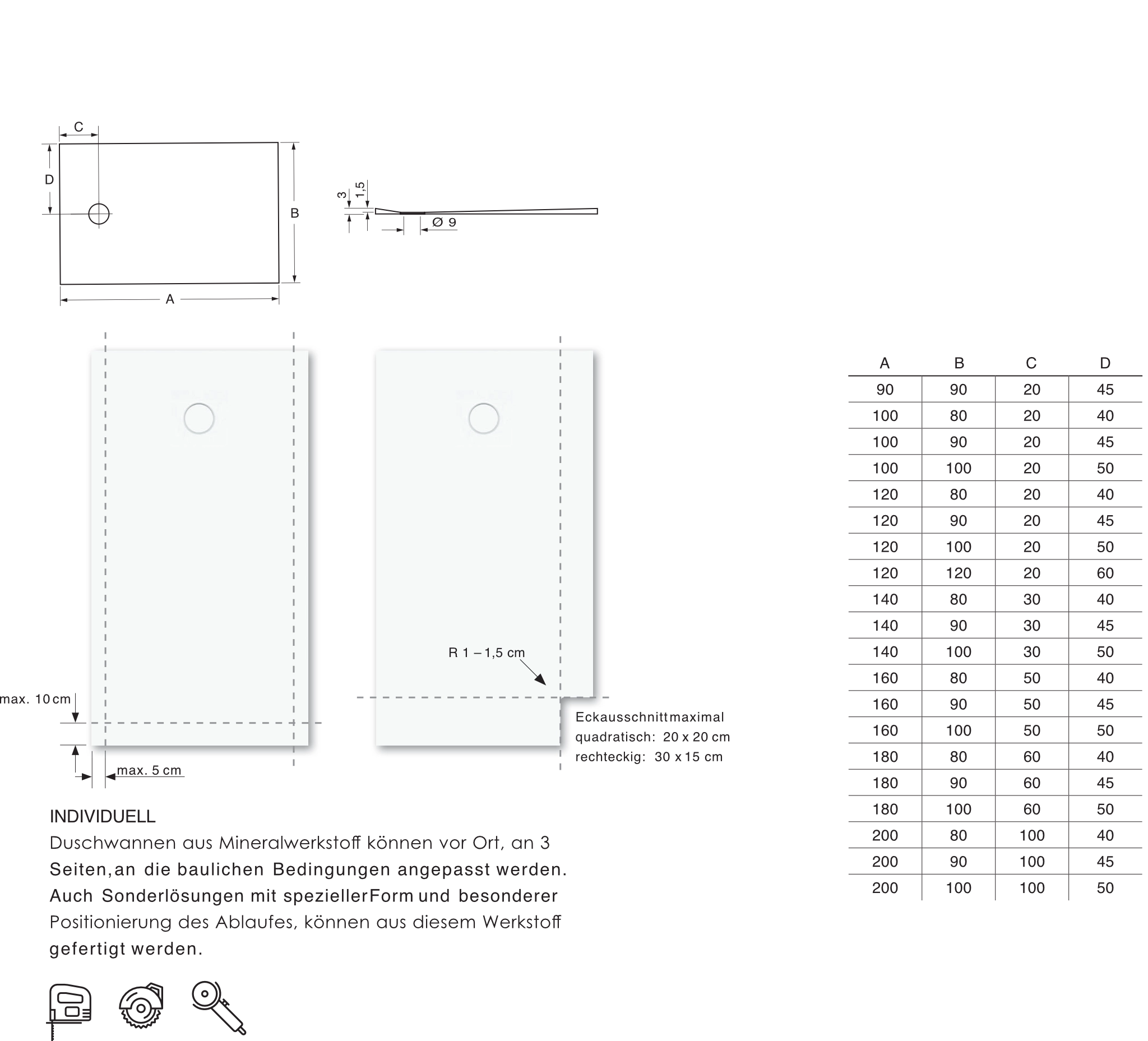 repaBAD Duschwanne „Oslo“ 1000 × 800 mm in Arctic White