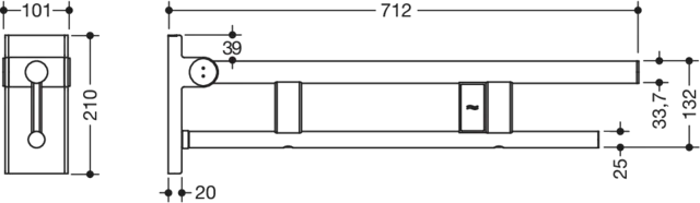 HEWI Toilettenstütze „System 900“, Befestigung verdeckt