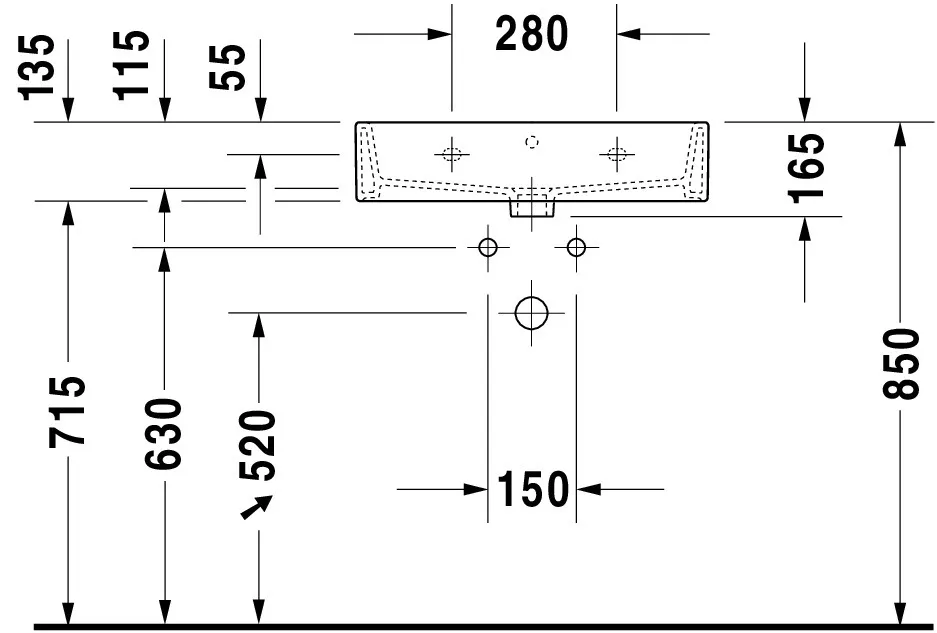 Wandwaschtisch „Vero Air“, mit Überlauf, Hahnlochposition mittig  Wandwaschtisch „Vero Air“, mit Überlauf, Hahnlochposition mittig