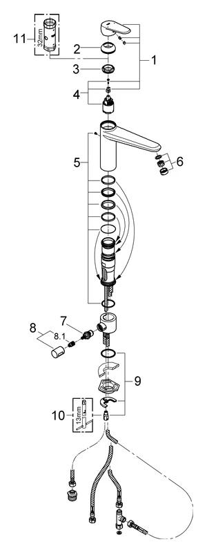 Einhand-Spültischbatterie Eurodisc Cosmopolitan 33770_2, Einlochmontage, schwenkbarer Gussauslauf, Schwenkbereich 140°, chrom