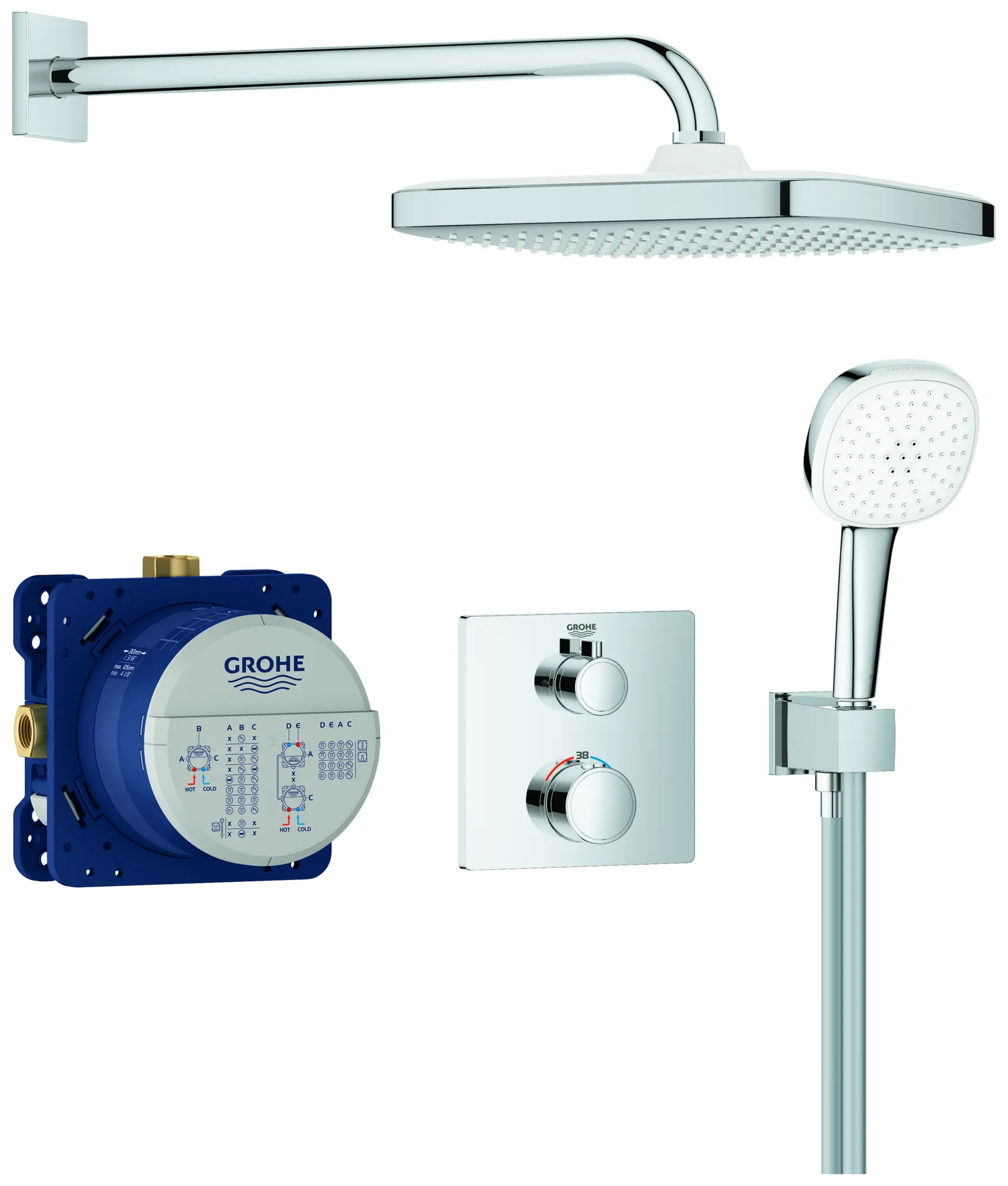 Grohe Grohtherm Duschsystem Unterputz mit Tempesta 250 Cube Grohe Grohtherm Duschsystem Unterputz mit Tempesta 250 Cube