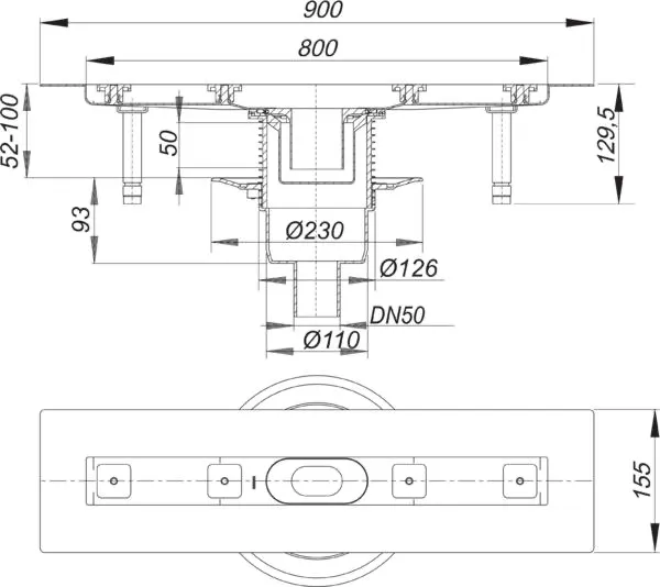 Dallmer Duschrinne CeraLine senkr. F, Edelstahl V2A, 800 mm, DN 50, Ablaufleistung 1,12 l/s Dallmer Duschrinne CeraLine senkr. F, Edelstahl V2A, 800 mm, DN 50, Ablaufleistung 1,12 l/s