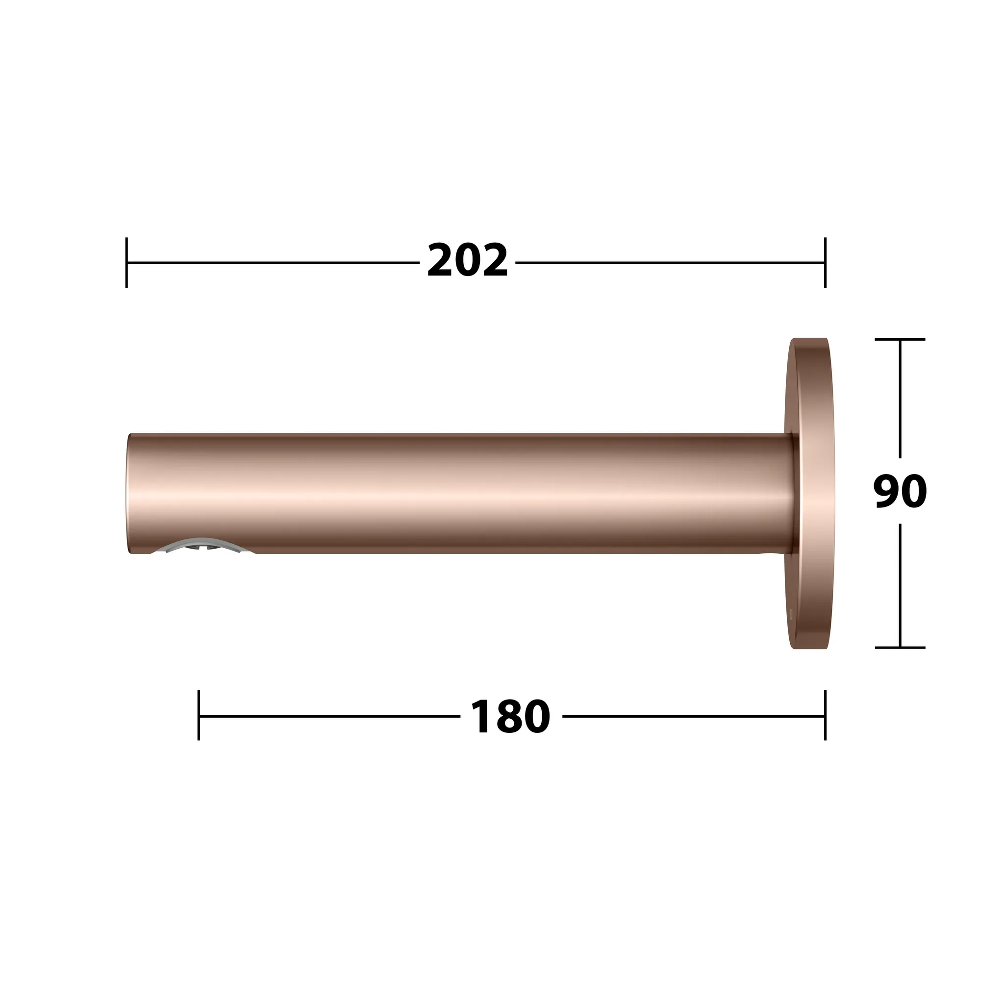 IXMO Wanneneinlauf DN15 Ausladung 180 mm Rotgold gebürstet rund