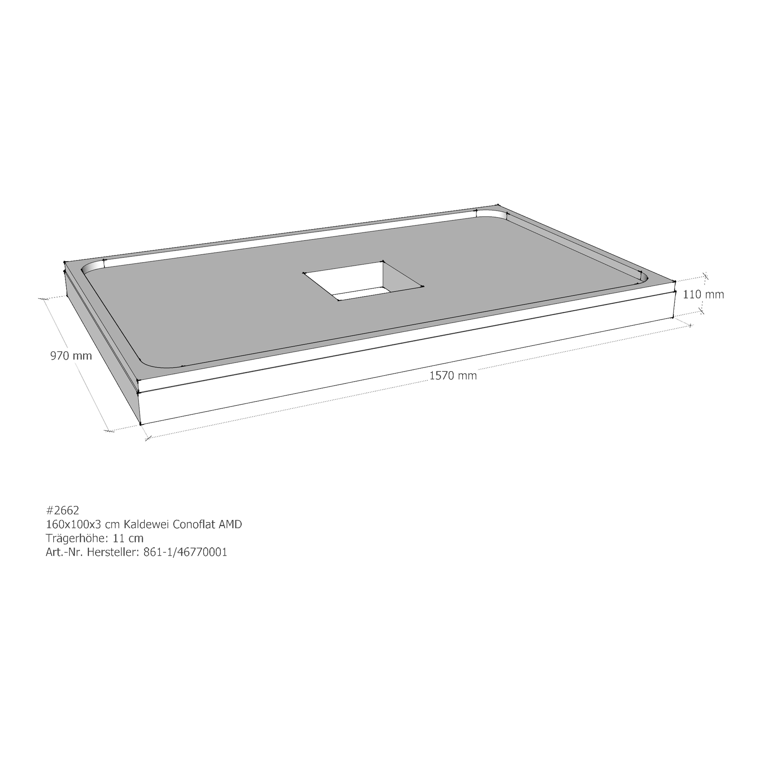 Duschwannenträger für Kaldewei Conoflat 160 × 100 × 2,3 cm Breite: 100 cm / Länge: 160 cm Duschwannenträger für Kaldewei Conoflat 160 × 100 × 2,3 cm Breite: 100 cm / Länge: 160 cm