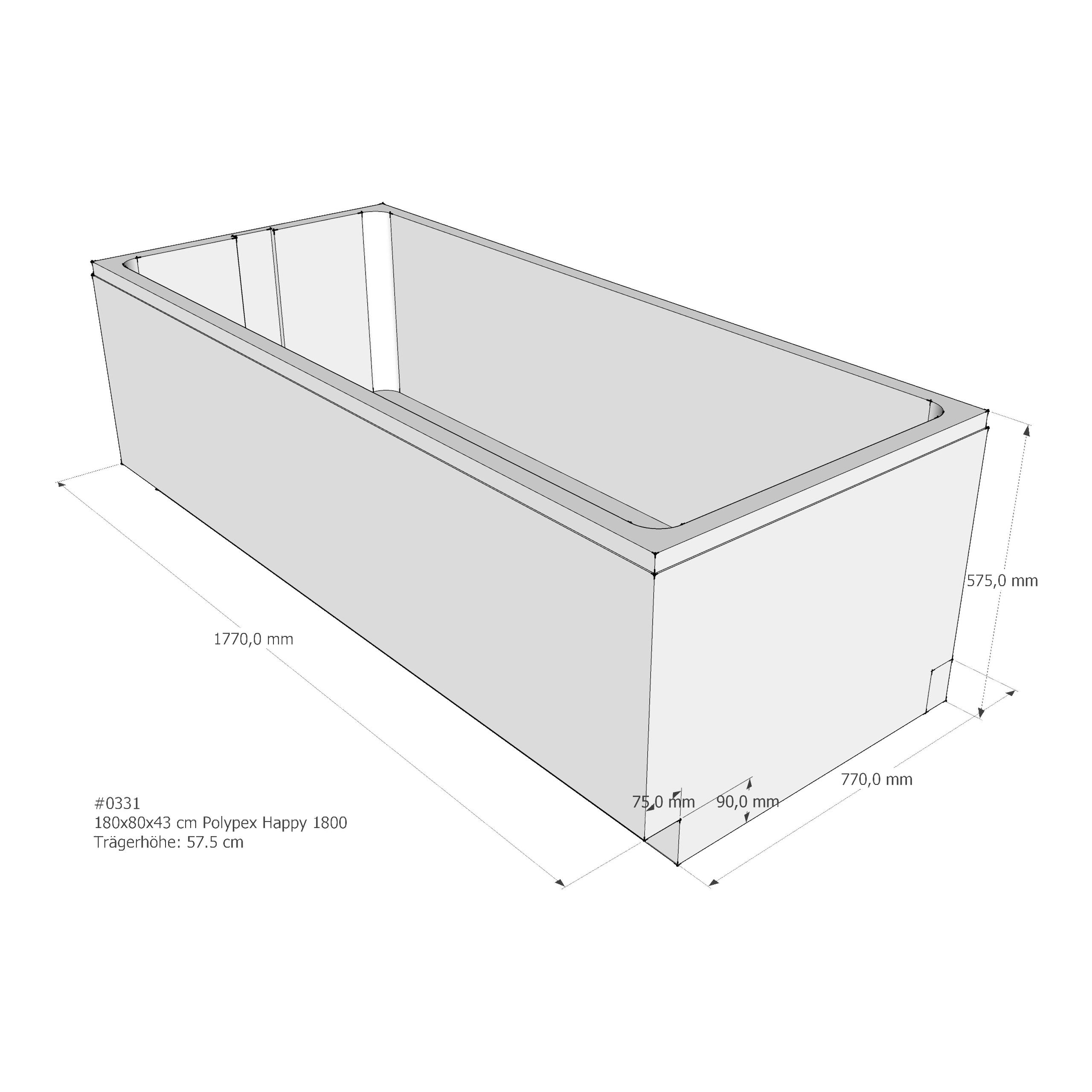 Badewannenträger für Polypex Happy 1800 180 × 80 × 43 cm