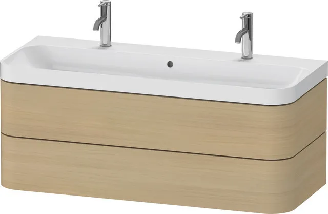 Duravit Waschtischunterschrank c-shaped Set wandhängend „Happy D.2 Plus“ 117,5 × 48 × 49 cm Mediterrane Eiche