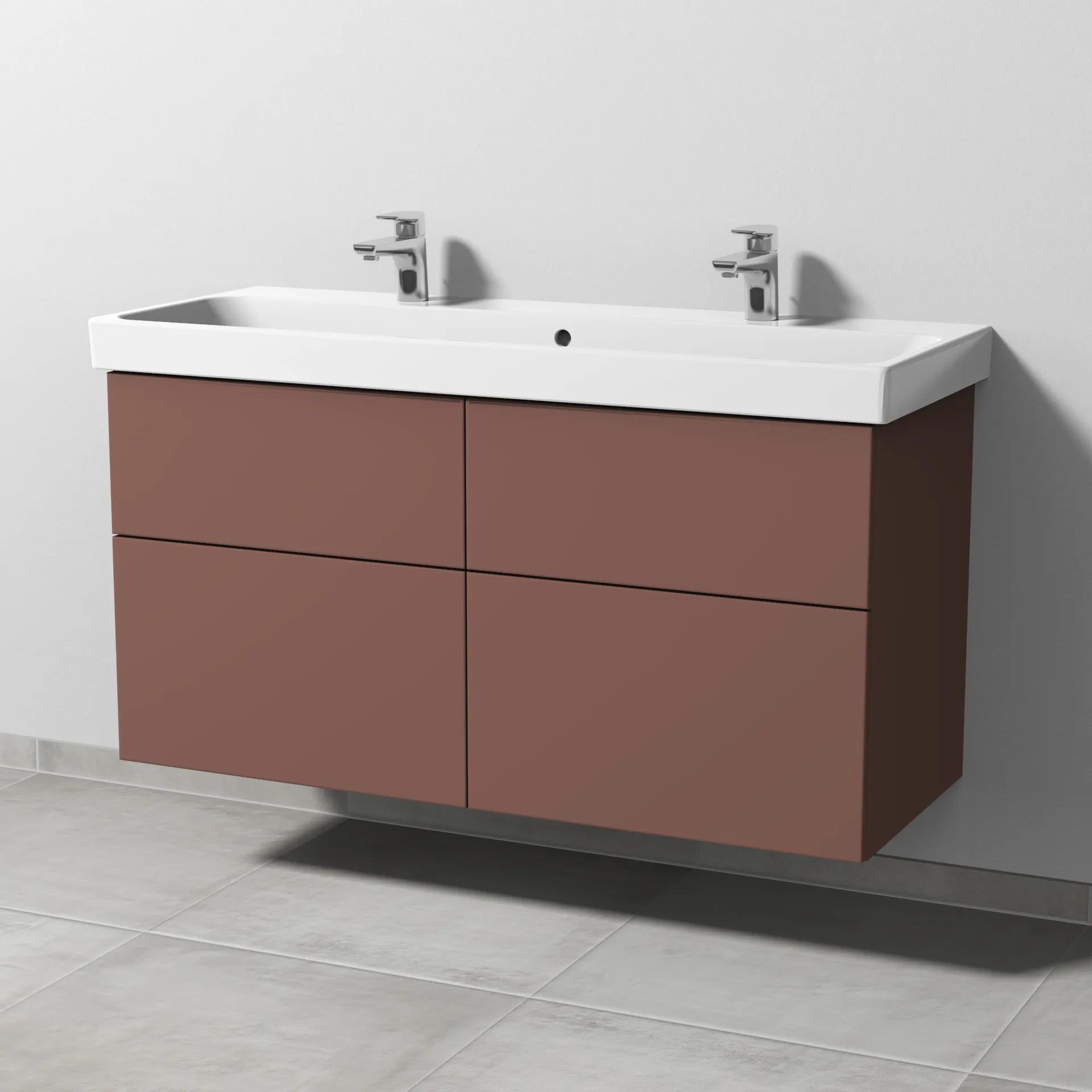 Sanipa Waschtischunterschrank „3way“ 1150 × 588 × 453 mm in Wine-Red, mit Hahnlochbohrung, Becken mittig